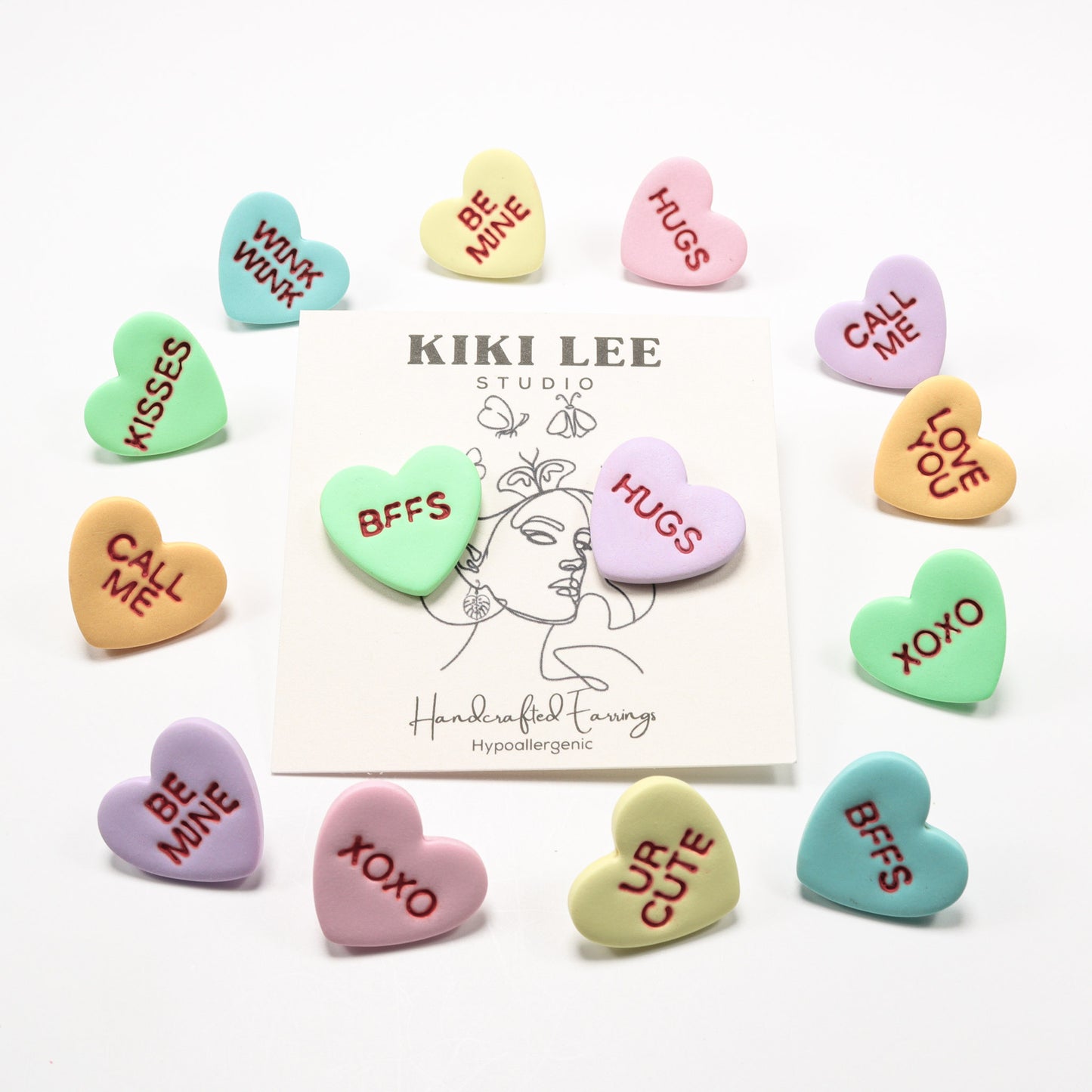 Conversation Heart Studs *Choose Your Color*