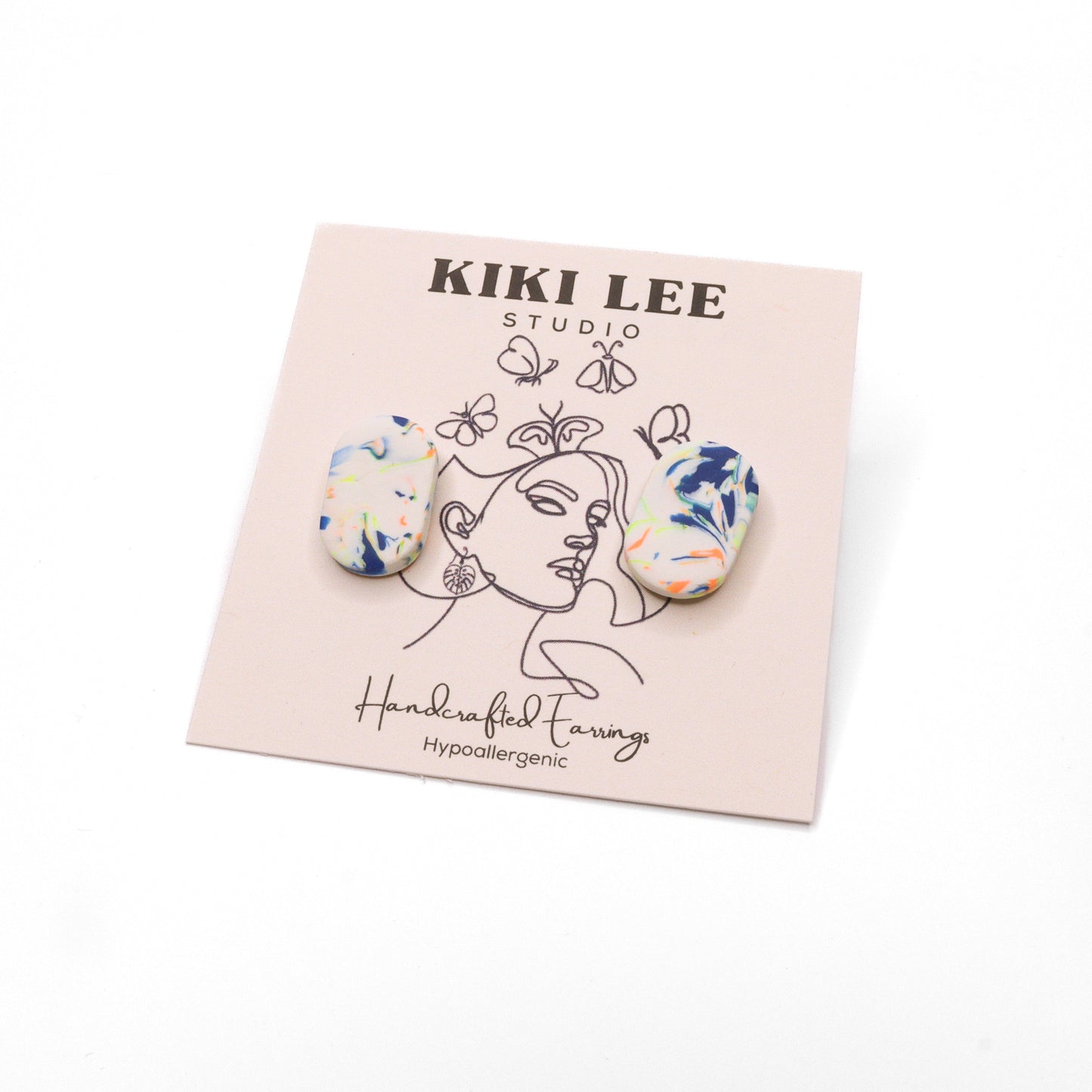 Peach & Navy Capsule Studs