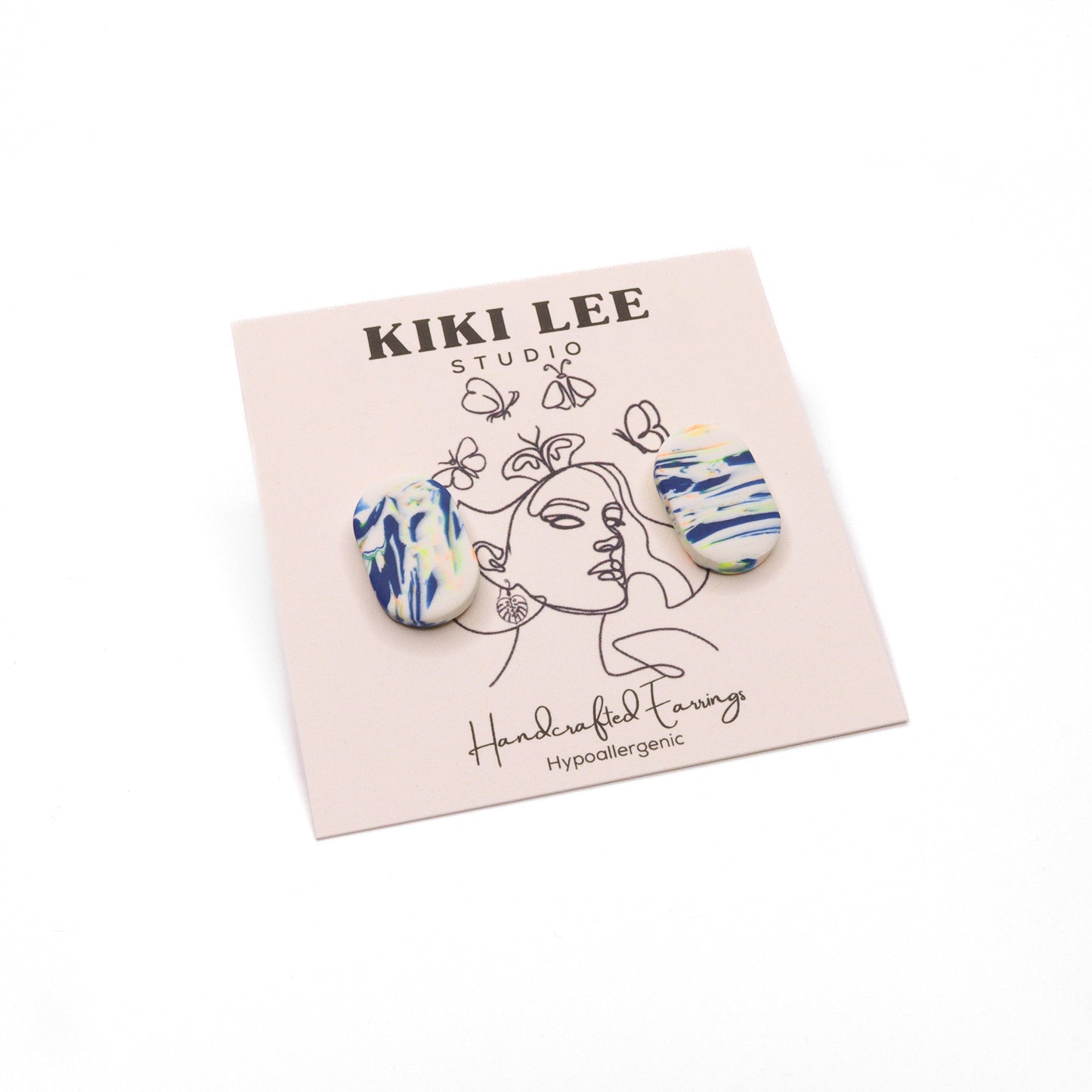 Peach & Navy Capsule Studs