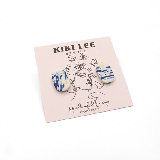 Peach & Navy Capsule Studs