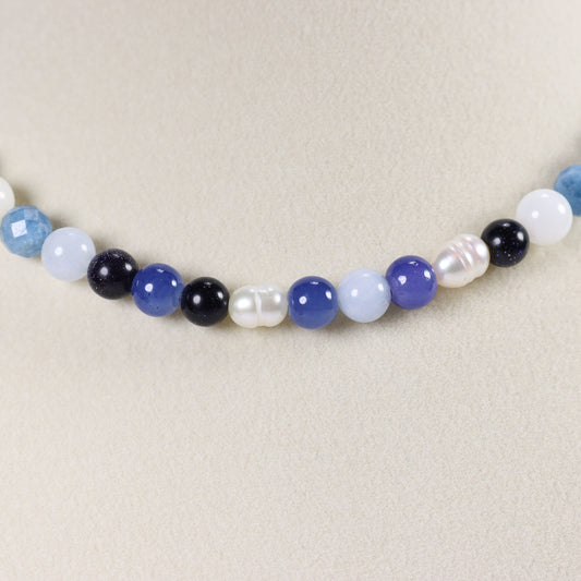 Sandstone & Quartz Pearl Necklace