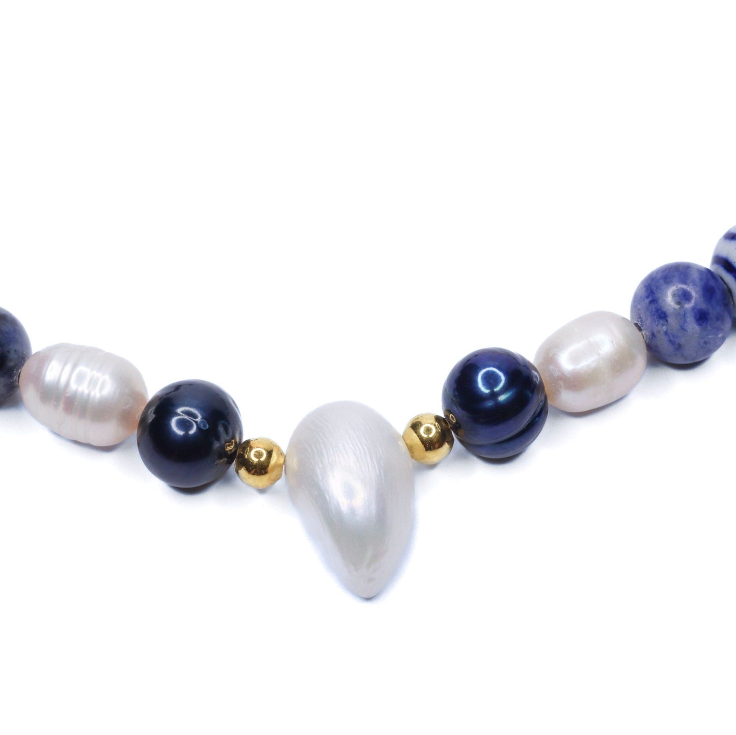 Blue Sandstone & Pearl Necklace