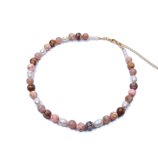 Pink Hematite & Pearl Necklace