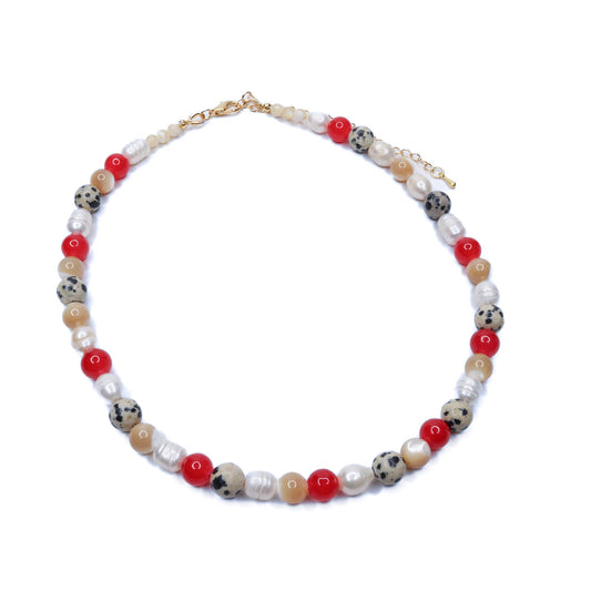 Dalmatian Jasper & Pearl Necklace