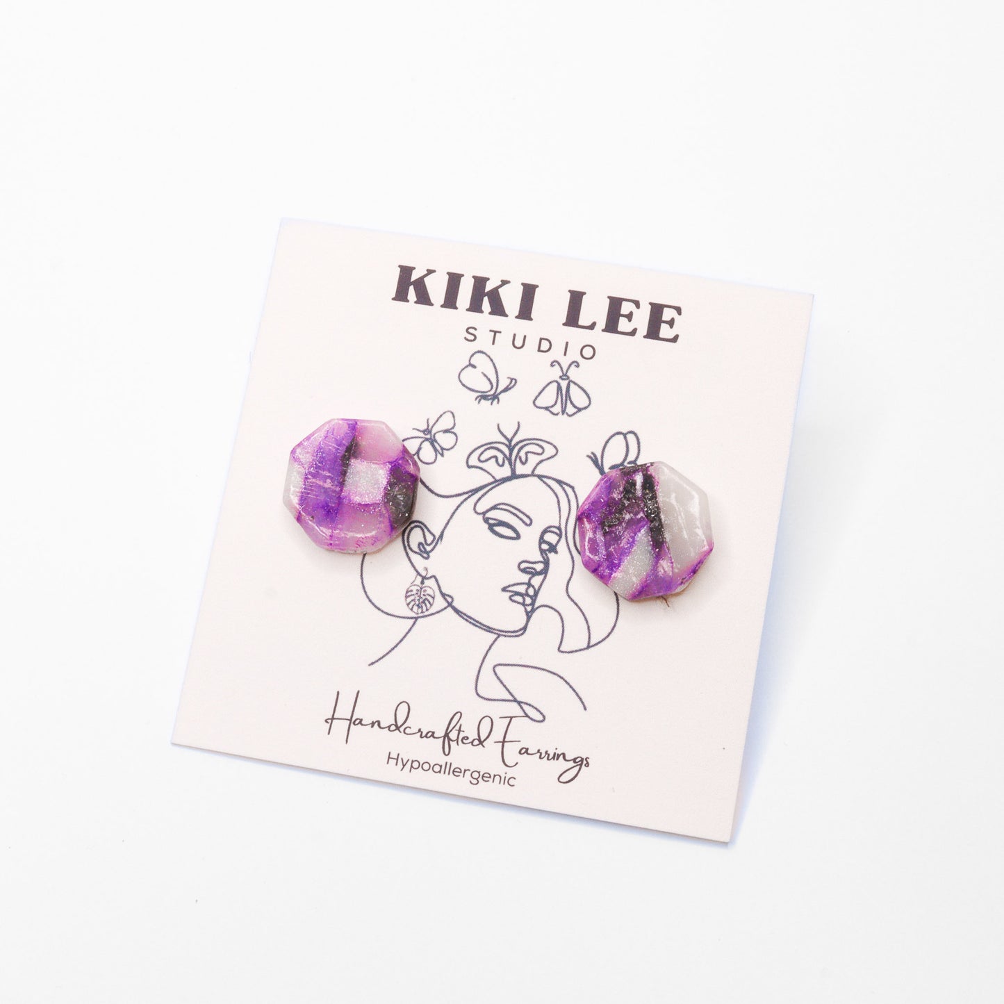 Black & Purple Marble Studs - Choose your Style