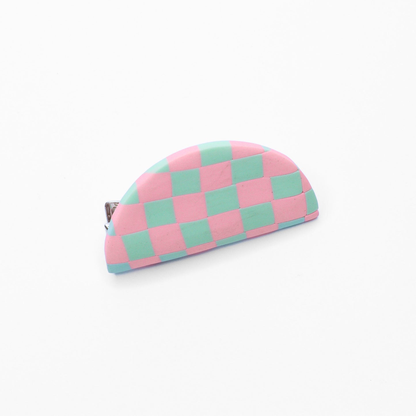 Gwen Hair Clip - Pink & Mint Checker