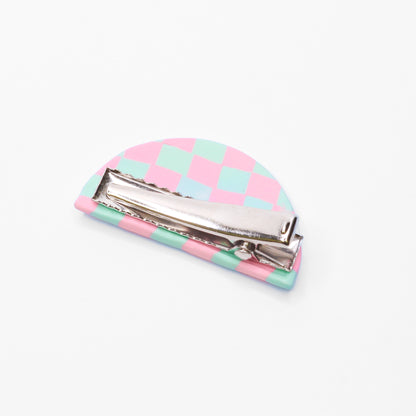 Gwen Hair Clip - Pink & Mint Checker