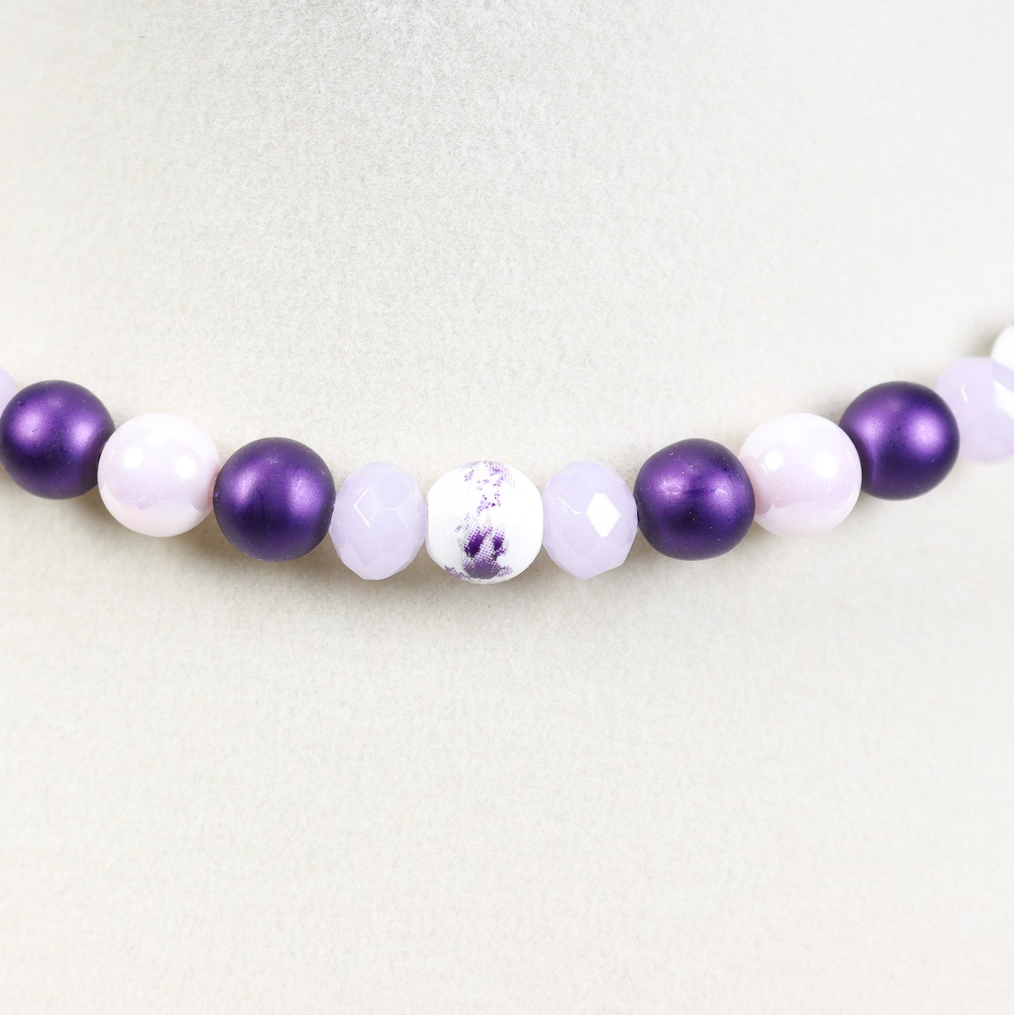 Purple Ceramic & Glass Necklace