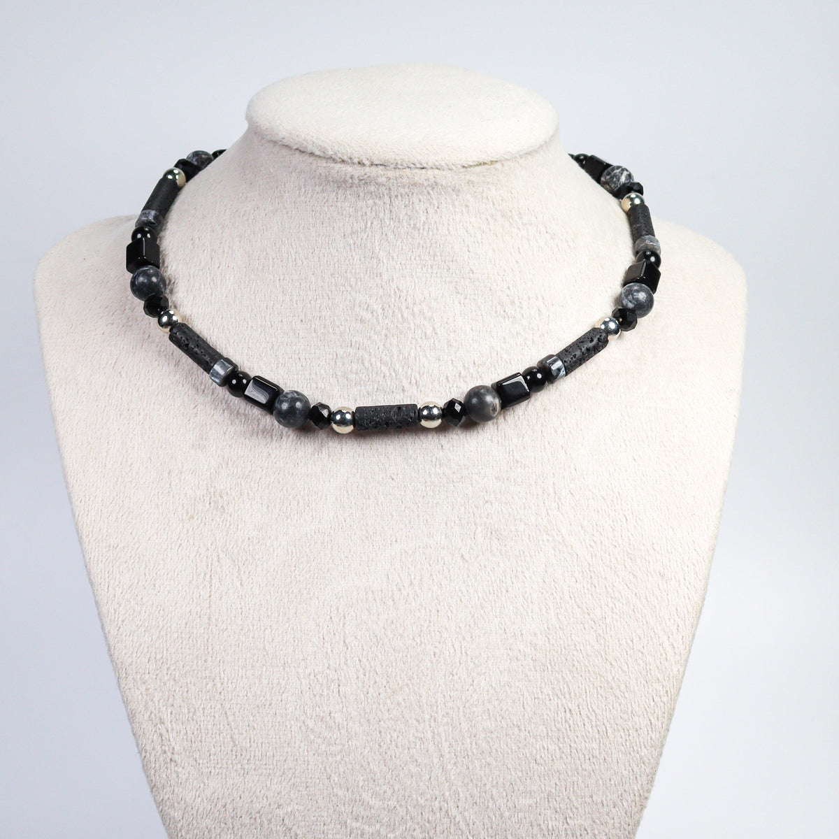 Zebra Jasper & Lava Stone Necklace