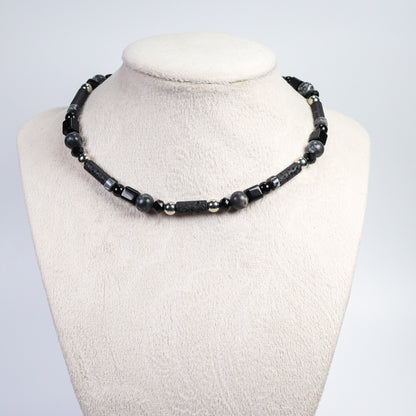 Zebra Jasper & Lava Stone Necklace