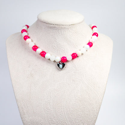 Pink Glass Beaded Necklace