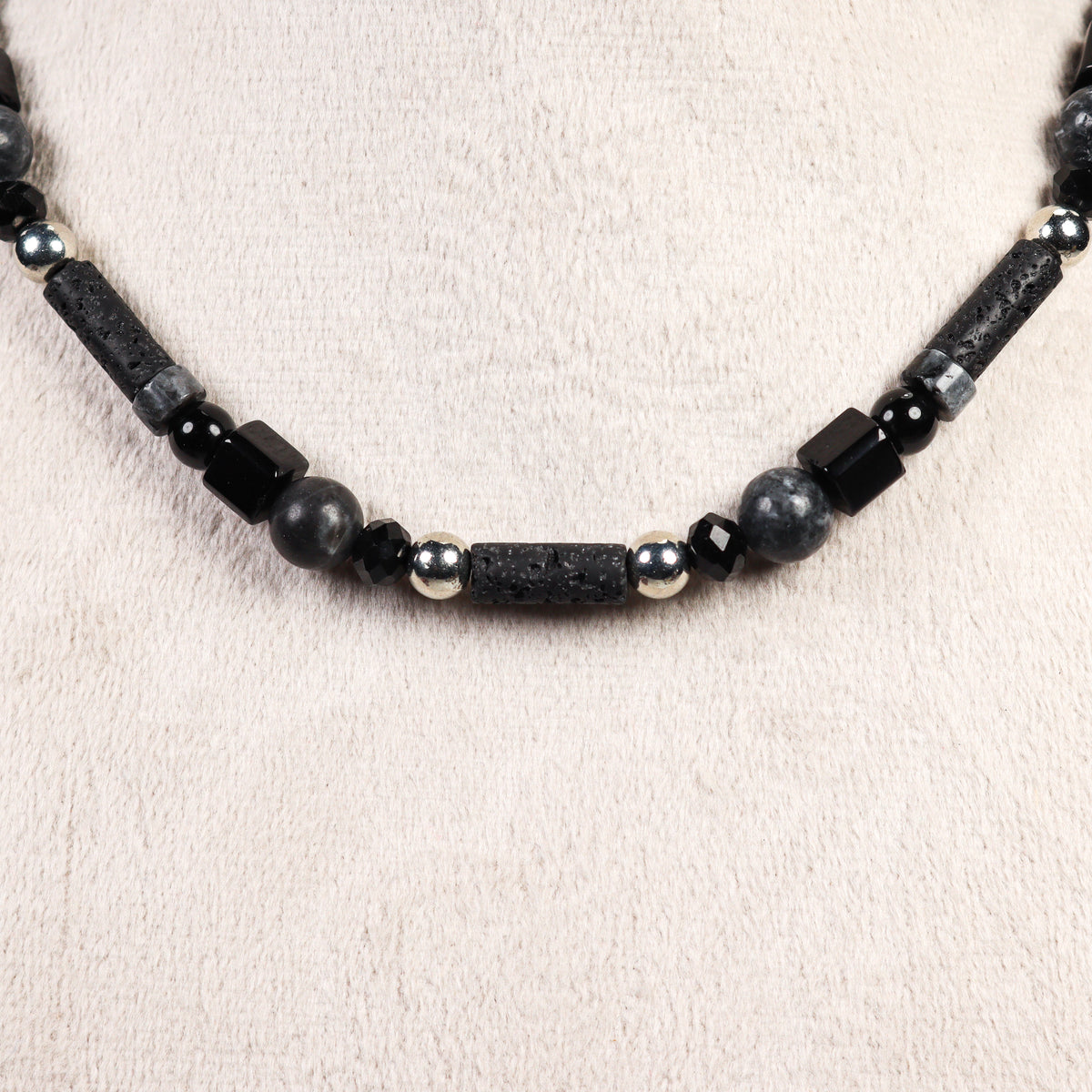 Zebra Jasper & Lava Stone Necklace