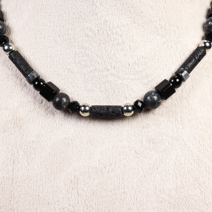 Zebra Jasper & Lava Stone Necklace