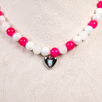 Pink Glass Beaded Necklace