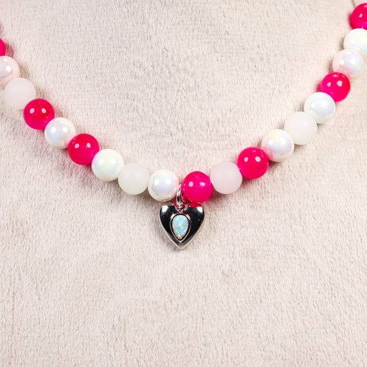 Pink Glass Beaded Necklace