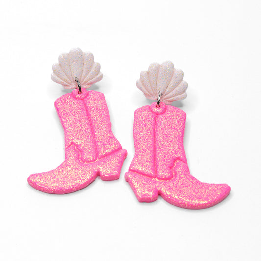 Cowgirl Boots - Pink & Pearl